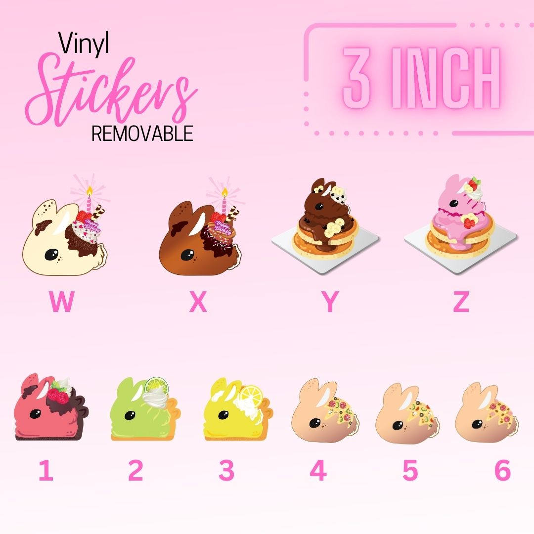 Vinyl Ice Cream Bunny Sweets and Junk Food 3 inch Stickers