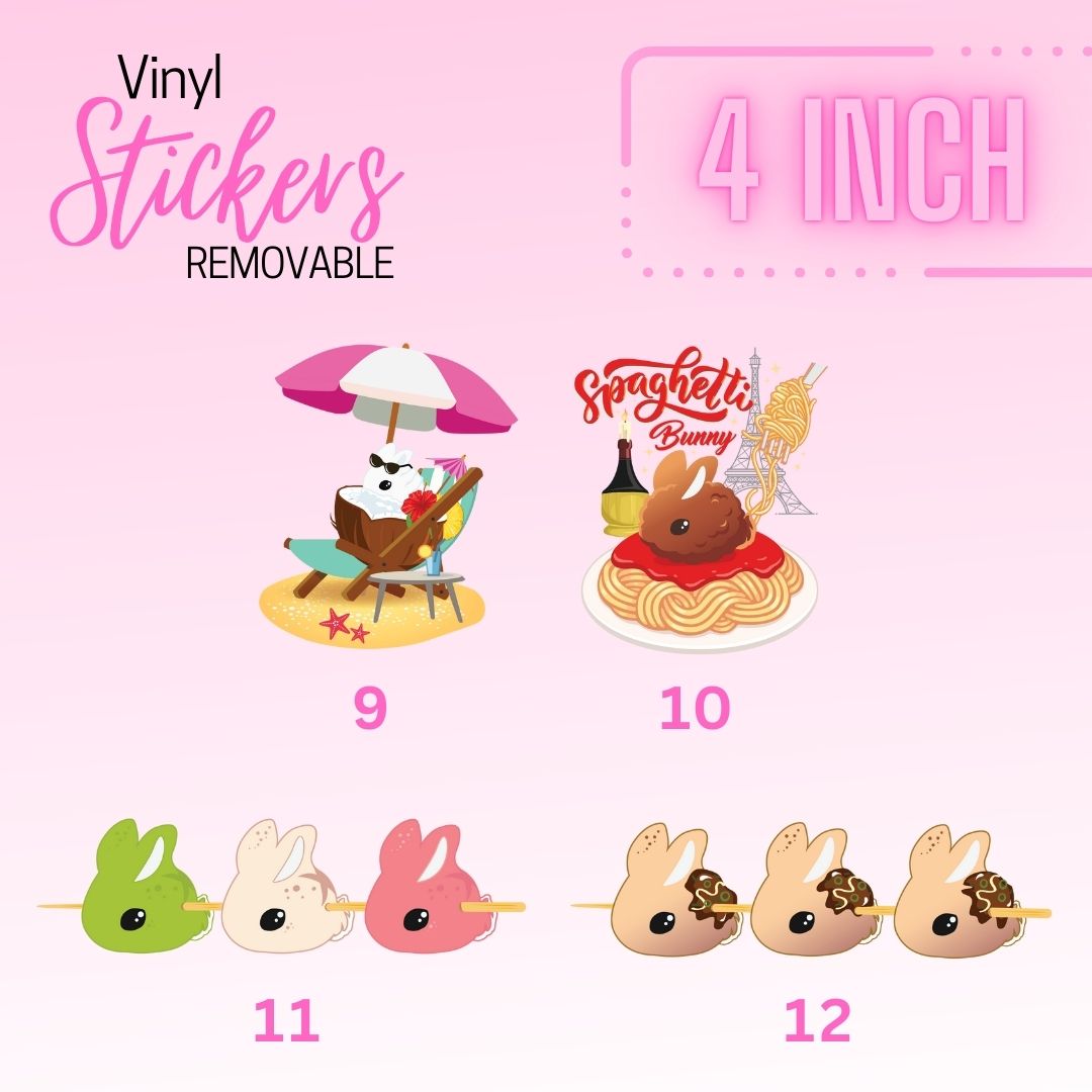 Vinyl Ice Cream Bunny Sweets Stickers 4 inches