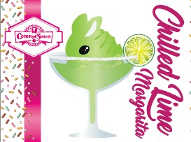 The front of the character card shows the digital artwork, a green bunny drink Chilled Lime Margarita in a margarita glass with a salted rim, and a lime slice attached to the rim.