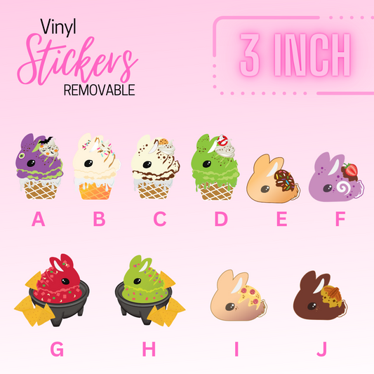 Vinyl Ice Cream Bunny Sweets and Junk Food 3 inch Stickers