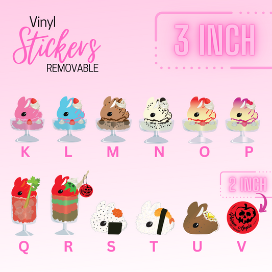 Vinyl Ice Cream Bunny Sweets and Junk Food 3 inch Stickers