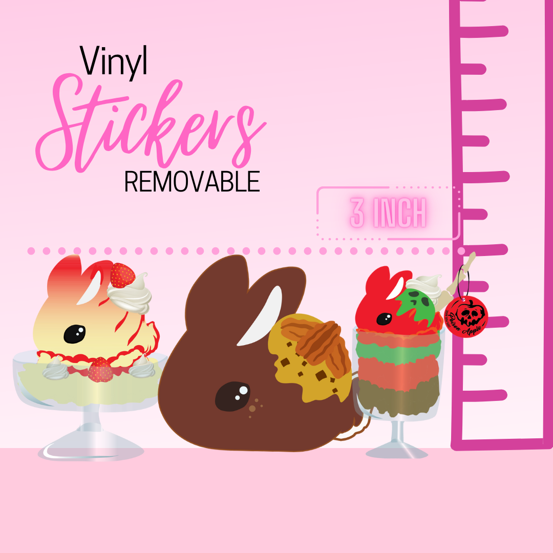 Vinyl Ice Cream Bunny Sweets and Junk Food 3 inch Stickers