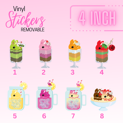 Vinyl Ice Cream Bunny Sweets Stickers 4 inches