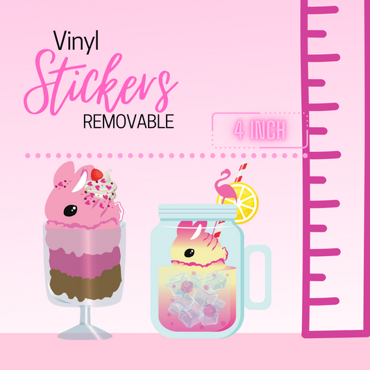 Vinyl Ice Cream Bunny Sweets Stickers 4 inches