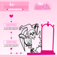 Pink display board with customizable options for design and stand color on a pink background.