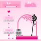 Pink display board with customizable options for design and stand color on a pink background.