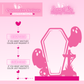 Pink display board with customizable options for design and stand color on a pink background.