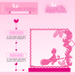 Pink display board with customizable options for design and stand color on a pink background.