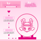 Pink display board with customizable options for design and stand color on a pink background.