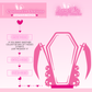 Pink display board with customizable options for design and stand color on a pink background.
