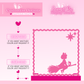 Pink display board with customizable options for design and stand color on a pink background.