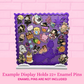 Kiki's Sky enamel pin board with 23 enamel pins, with the words Example display holds 22+ enamel pins, Enamel pins are not included.