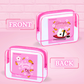 The front and back of the small rectangle pouch for the Shako sushi is shown, with the front reading Shrimply delightful, and the back reads Deliciously yummy.