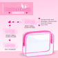 The dimensions of the clear pvc bag is shown, with 7.87 inch wide, 6.3 inch high, and 2.36 