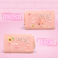 The front of the peach raspberry spring roll pu leather pouch reads Anything is possible with sweets, and the back reads even the impossible. 