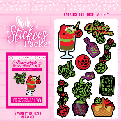 Poison Apple bunny sticker pack with multiple stickers in various sizes.