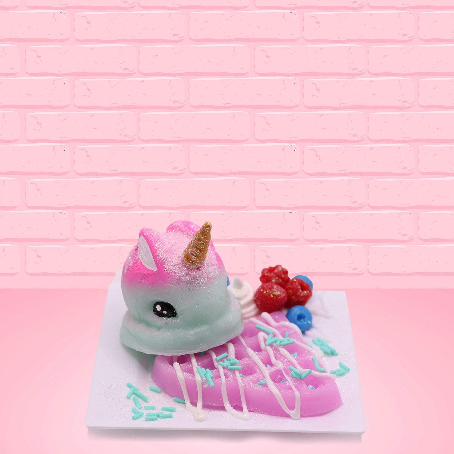 Pink Berry Fantasy unicorn Waffle Bunny