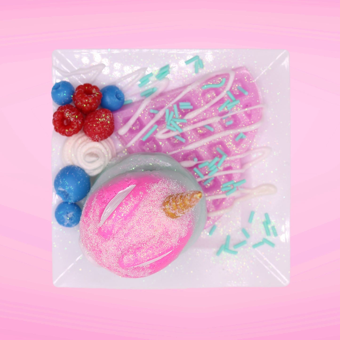 Pink Berry Fantasy unicorn Waffle Bunny