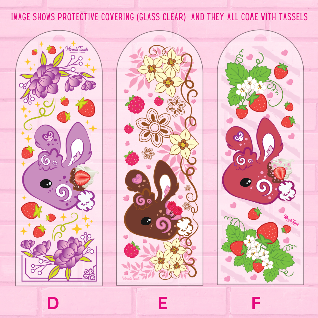 Three bookmarks are shown, Purple Roll Sweet Cake, Raspberry Chocolate Sweet Roll Cake, Strawberry Sweet Roll Cake.