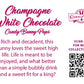 The back of the character card reads: Champagne White Chocolate Candy Bunny Pops, Rich and decadent, this bunny loves the sweet high life. Life is meant to be enjoyed, and what better than a simple bubbly drink and sweet fit for a king?