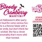 The back of the character card reads: Bloody Cranberry Martini, Let Halloween’s after party ring loud for some serious fun. She is a femme fatale with a killer smile, but don’t think her wicked. She has a clever personality that’s more wild than twisted. 