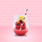 The view is from the other side of the figure, with the straw and cherry pineapple in center view.