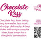 The back of the character card reads Chocolate Razz, Chocolate Razz loves taking long lone walks, Jazz music, and enjoys philosophy. A deep thinker with unique complex ideas, Razz always has a thoughtful conversation. A QR code is available to be scanned for more collectibles as well as the cotton tails logo.