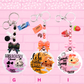Keychains G, H, I are shown which are Cookie & Cream Bunny, Peanut Chocolate Bunny Cup, and Strawberry Cheesecake Bunny. The words Bunny Keychains 3 inch large are shown.