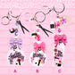 Keychains A, B, C are shown which are Tuna Sushi Bunny - Maguro, Fried Shrimp Sushi Bunny – Shako, and Sushi Bunny – Ikura.  The words Bunny Keychains 2 inch medium are shown.