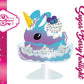 The front of the character card is shown for Unicorn Bunny Sugar Berry Twilight. The artwork shows the cute kawaii unicorn sundae with whipped cream swirls, pink, blue, and white sprinkles in the dish. The unicorn bunny is purple and blue on top with blue berries and light purple raspberries, with a whipped cream swirl.
