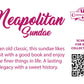 The back of the character card reads: Neapolitan Sundae, As an old classic, this sundae likes to sit with a good book and enjoy the finer things in life. A lasting legacy with a sweet history. A QR code is available to be scanned for more collectibles as well as the cotton tails logo.