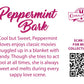 The back of the character card reads: Peppermint Bark, Cool but Sweet, Peppermint loves enjoys classic movies snuggled up in a blanket with candy. Though she tries to act cool at all times, she is always sweet and melts during every sappy love scene. A QR code is available to be scanned for more collectibles as well as the cotton tails logo.