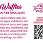 The back of the character card reads: Waffles Death by chocolate, The allure of chocolate, the different types and flavors, and the mixture of cacao and sugar. Piled high and smothered, not an inch is left untouched, this bunny loves anything and everything chocolate.