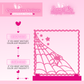 Pink display board with customizable options for design and stand color on a pink background.