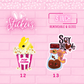 Stickers 12 and 13 are shown, which is Butter Bunny Popcorn inspired movie night junk food and new cute Soy bottle quote. The words Vinyl stickers removable and three inch are shown.