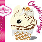 The front of the character card shows the digital artwork of Cookie Dough ice cream cone with chocolate pieces and drizzle on top of the bunny as well as a cookie near the whipped cream swirl.
