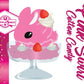 The front of the character card, which has the artwork of the bunny. The artwork depicts the Pink Swirl Cotton Candy pink ice cream sundae with strawberries and swirls of whipped cream in the dish. 