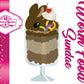 The front of the character card for Worm Food Sundae which shows the digital artwork. The artwork shows the tall brown and light brown ice cream sundae with a cherry on top of the whipped cream swirl.  Four gummy worms are in the dish on the side.